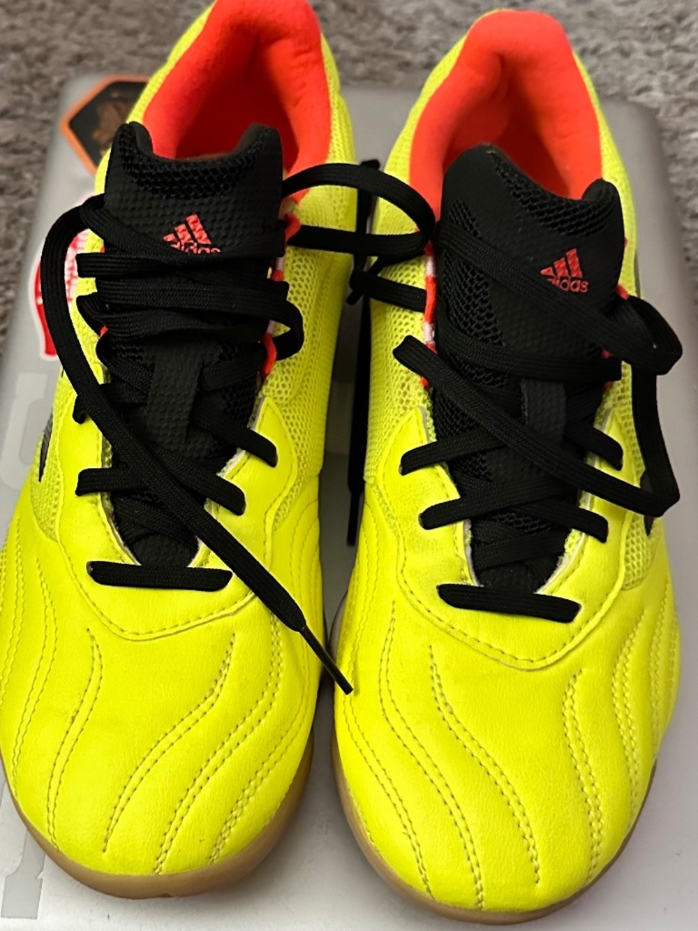 Adidas Copa Sense.3 in a vibrant Solar Yellow, Solar Red, and Black color way